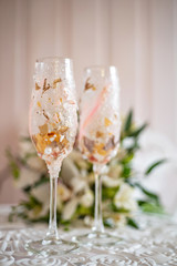 floral composition in the flutes