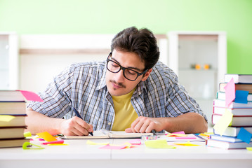 Student preparing for university exams with many conflicting pri