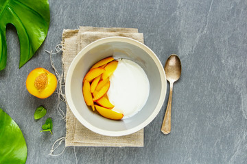 Yogurt and peach