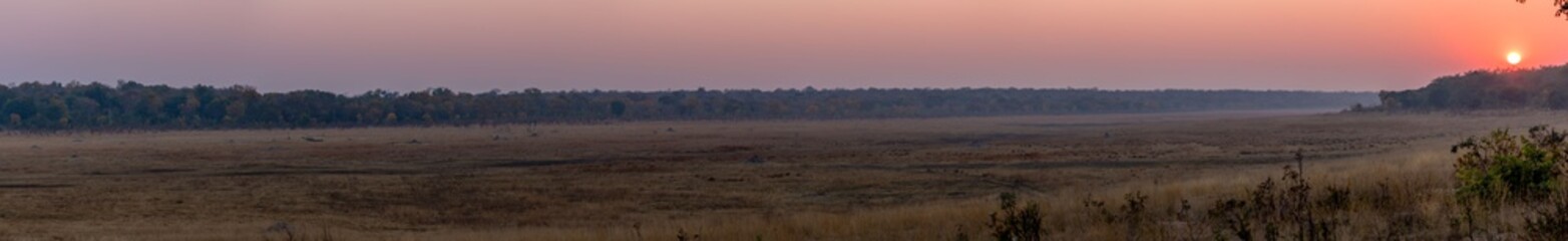 Sunrise panorama view from campsite at Hwenge, Zimbabwe