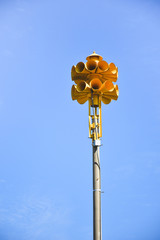 multi directional yellow round amplified emergency siren