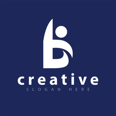 B letter with people logo icon vector template © desbayy