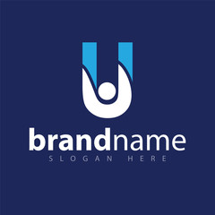 u letter with people logo icon vector template © desbayy