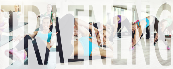 Collage of a fit woman smiling during an exercise class