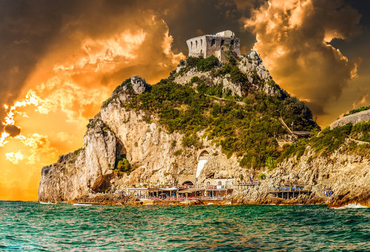 ancient fortress on amalfi coast