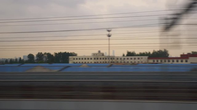 shanghai wuhan sunset train wagon ride window pov panorama 4k china
