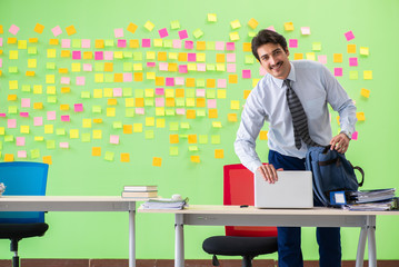 Man in the office with many conflicting priorities