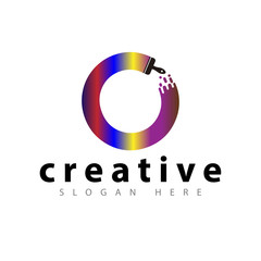 O letter with brush color logo icon vector template