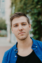 Attractive Young Man Model Smiling and Posing Down Town