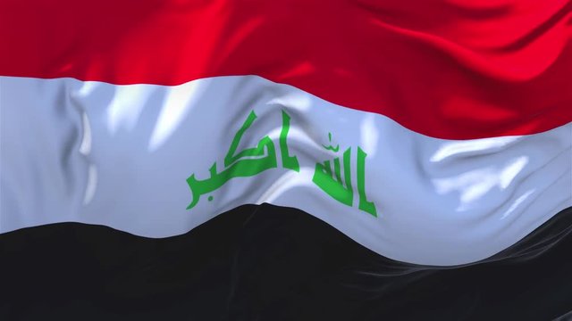124. Iraq Flag Waving in Wind Slow Motion Animation . 4K Realistic Fabric Texture Flag Smooth Blowing on a windy day Continuous Seamless Loop Background.