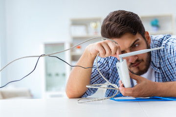 Frustrated young man due to weak internet reception