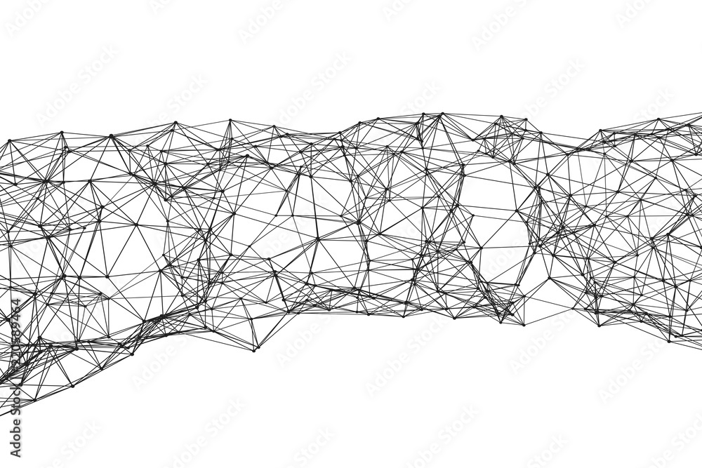 Poster wireframe tunnel. futuristic technology style. abstract 3d. plexus effect. connecting dots and lines