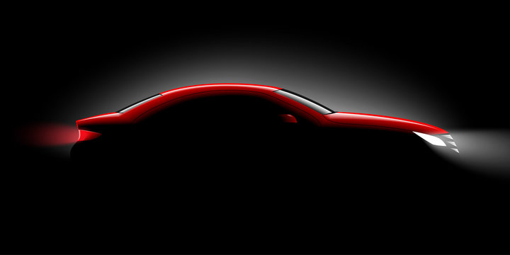 Realistic car side view in the dark
