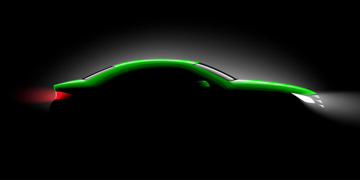 Realistic car side view in the dark