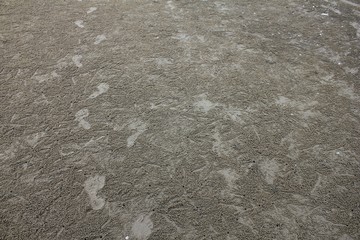 Footprint on the beach sand.
