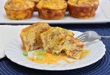 Homemade Egg, bacon and cheese breakfast muffins.