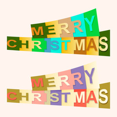 Festive Merry Christmas text with letters of various colors.