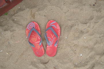 Slippers on the beach