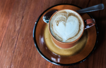 Coffee latte art on table,copy space