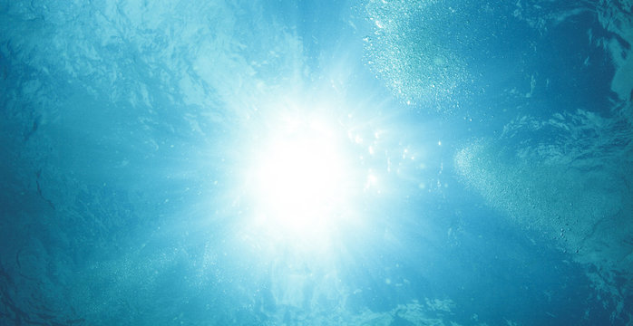 Underwater photo of sunbeam
