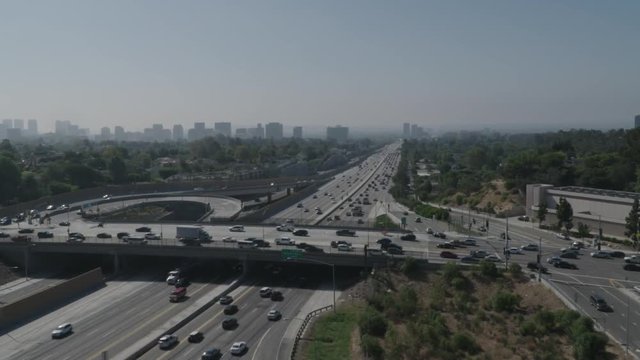 Slow Motion Zoom Out of I-405 in Los Angeles