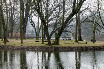 Fototapeta na wymiar Park with lake
