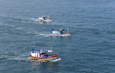 The Asian fishing boat in the high sea