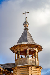 Wooden bell tower Orthodox Church made in the old Russian style