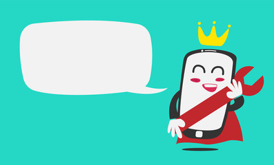 King phone cell repair mascot character with bubble speech template
