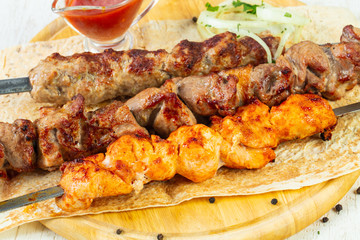 Grilled meat kebab mix