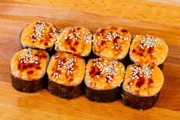 Baked roll with sesame