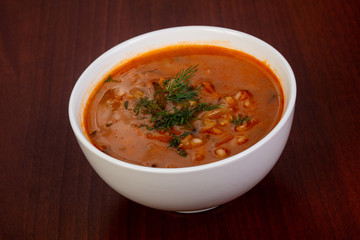 Russian traditional soup Rassolnik