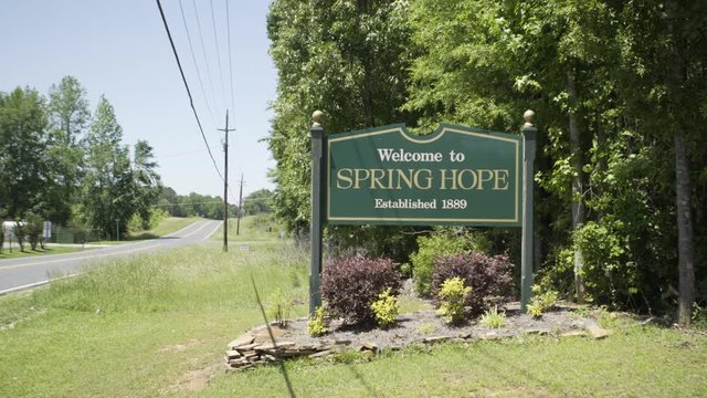 Welcome to Spring Hope South Carolina small town sign