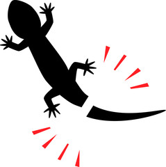 Naklejka premium 尻尾が切れたトカゲのシルエット