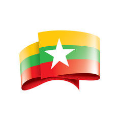 Myanmar flag, vector illustration on a white background