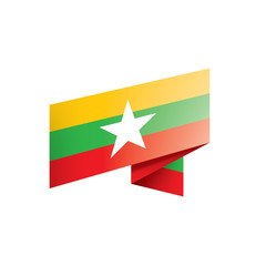 Myanmar flag, vector illustration on a white background