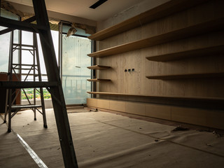 Interior of a house under construction. Renovation of living room