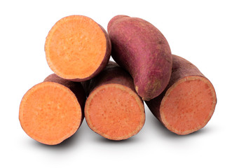 Group of sweet potato isolated on white background. with clipping path
