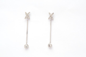 Fashion earring on white background