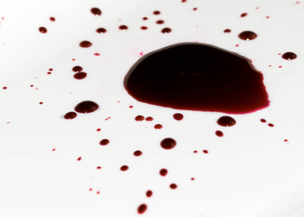 Drops of blood isolated in white.