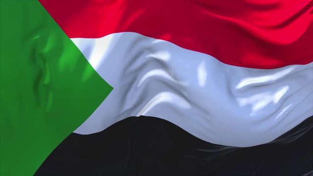 135. Sudan Flag Waving in Wind Slow Motion Animation . 4K Realistic Fabric Texture Flag Smooth Blowing on a windy day Continuous Seamless Loop Background.