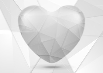 White grey polygonal tech heart design