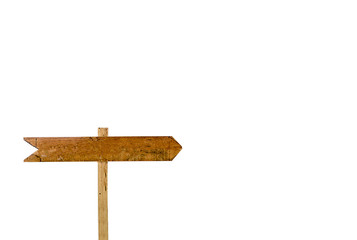 Empty Signage Isolated White Background.Wooden sign isolated on white