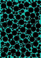 Abstract background of black circles of various sizes.