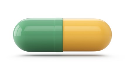 3D rendering Capsule pill isolated on white