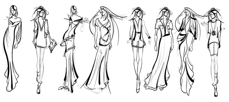 Black And White Fashion Sketches