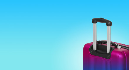 Colorful horizontal banner with suitcase and copyspace. Travelling concept.
