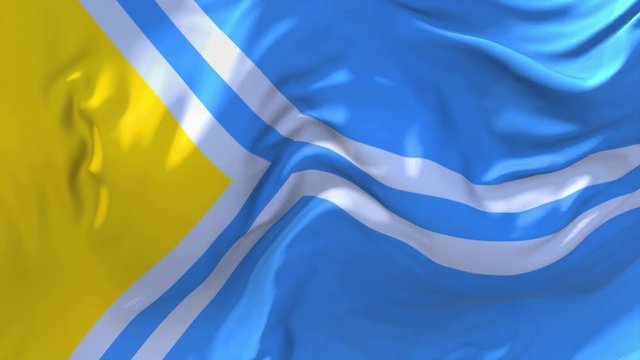 138. Tuva Flag Waving in Wind Slow Motion Animation . 4K Realistic Fabric Texture Flag Smooth Blowing on a windy day Continuous Seamless Loop Background.