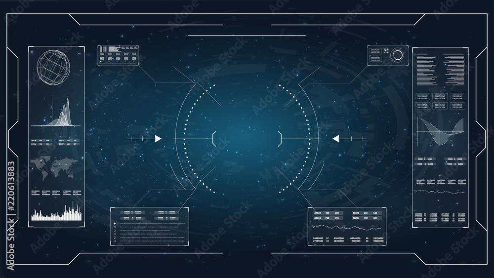 Poster hud. illustration for concept design. hud dashboard display. lcd tv monitor, vector illustration. hu