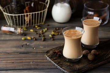 Traditional Indian masala tea. Spicy tea with aromatic spices and milk.